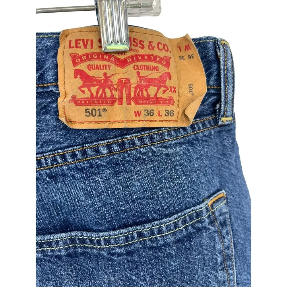 LEVI'S JEANS 501 Straight Leg Denim Blue Jeans SZ 36 x 36